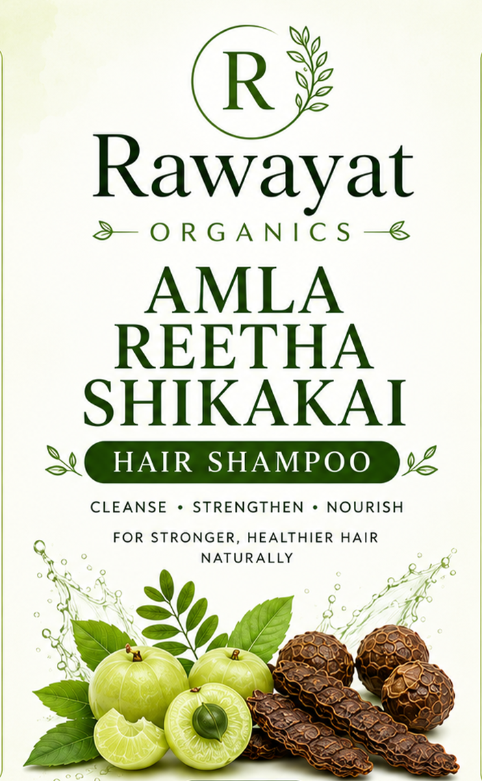 Rawayat Organics Amla Reetha Shikakai Shampoo | Herbal Hair Cleanser (200ml)