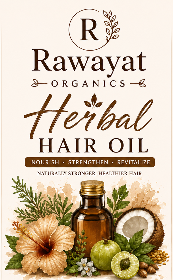 Rawayat Organics Herbal Hair Oil | Natural Hair Nourishing Oil (150ml)